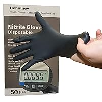HEHULNEY Heavy Dute Nitrile Gloves Large, Mechanic Textured, Disposable Black Rubber, Industrial, 8 mil finger 6 mil palm