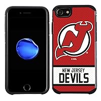 Apple iPhone 8/ iPhone 7/ iPhone 6S/ iPhone 6 - NHL Licensed New Jersey Devils Red Jersey Textured Back Cover on Black TPU Skin