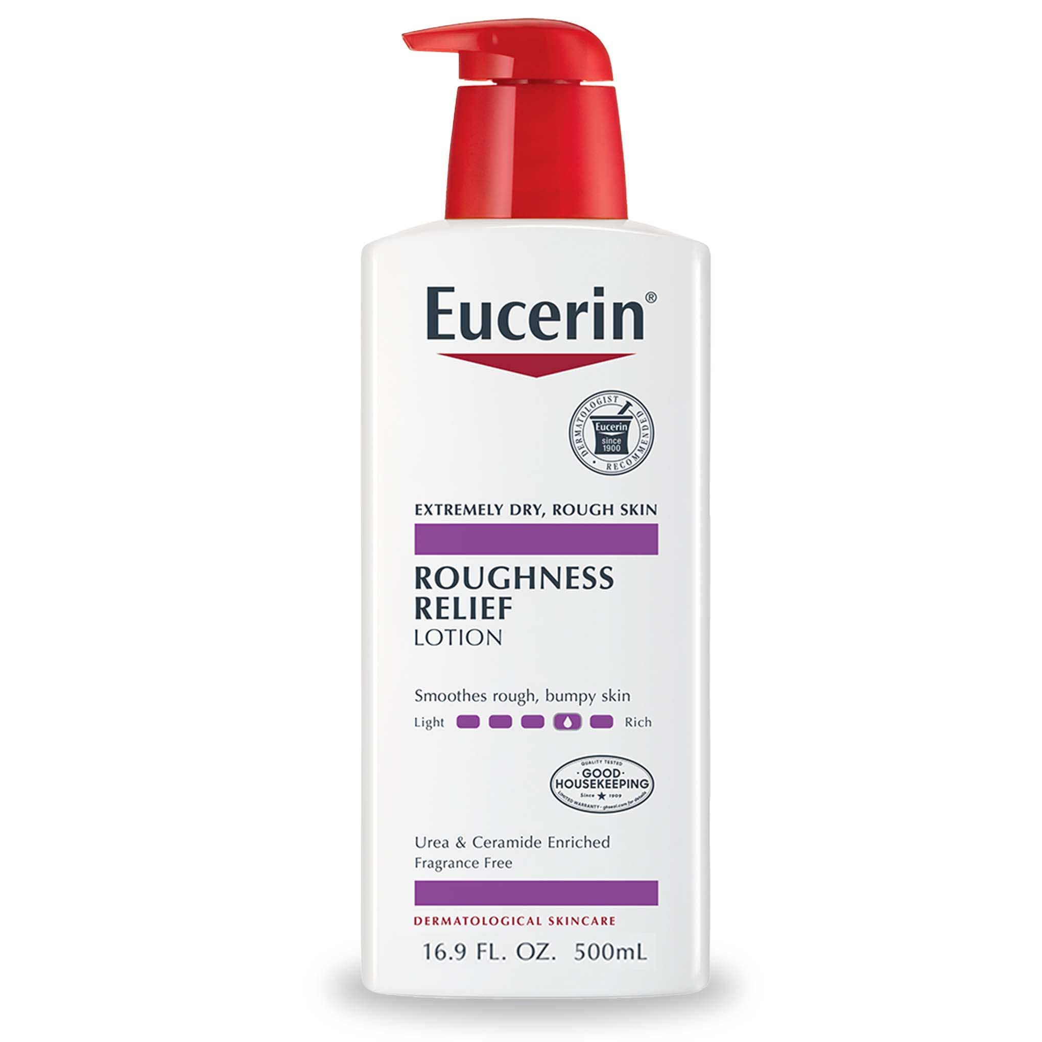 Eucerin Roughness Relief Body Lotion, Unscented Body Lotion for Dry Skin, 16.9 Fl Oz Pump Bottle