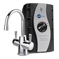 InSinkErator Stainless Steel Tank, HC250C-SS HOT250 System, 2-Handle Drinking Faucet in Chrome with 2/3-Gallon, Filter-Compatible Instant Hot/Cold Water Dispenser