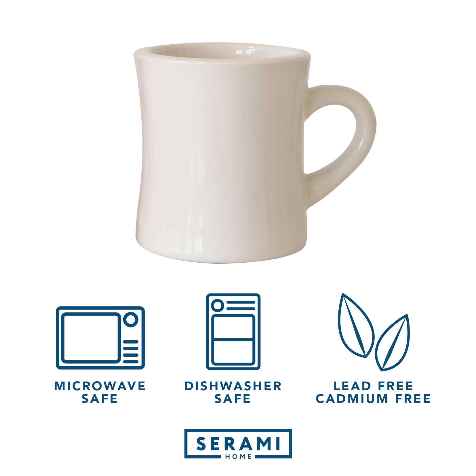 Serami Original 11oz Cream Diner Coffee Mug Set - Ceramic Mugs Great for  Kitchen Set, Travel, and Hot Tea, Retro Waffle House Farmhouse Mug with