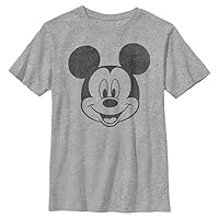 Disney Classic Mickey Face Boys Husky Short Sleeve Tee Shirt