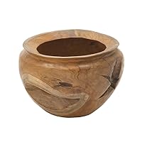 Deco 79 Teak Wood Handmade Live Edge Free Form Decorative Bowl, 13