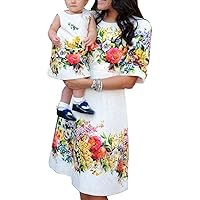 YMING Mother and Daughter Matching Dress Summer Causal Sundress Cute Mini Outfits