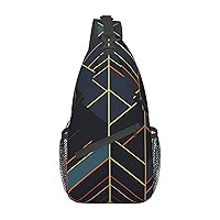 Geometric Lines Print Cross Chest Bag Crossbody Backpack Sling Shoulder Bag Travel Hiking Daypack Cycling Bag