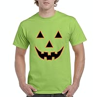 Jack O' Lantern Pumpkin Face Halloween Fashion Party People BFF Couples Gifts Men's T-Shirt Tee Large Lime Green