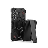 URBAN ARMOR GEAR UAG Designed for Samsung Galaxy S24 Case Monarch Pro Kevlar Black Magnetic Charging Bundle with UAG Magnetic Wireless Portable Charger 18W Power Bank Black