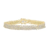 10kt Yellow Gold Womens Round Diamond Fashion Bracelet 7-1/5 Cttw