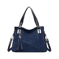 Suede Handbags and Purse for Women Genuine Leather Tassel Shoulder Tote Bag Commuter Top handle Satchel Crossbody Bag