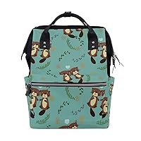 Diaper Bag Backpack Cute Couple Beaver Casual Daypack Multi-Functional Nappy Bags