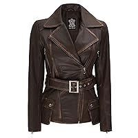 Decrum Leather Jacket Womens - Motorcycle Style Real Leather Jackets For Women