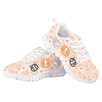 Girls Boys Running Shoes White Sole Walking Sports Sneakers Non-Slip Lace Up Journey Sneaker Shoes Flats