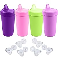 Re-Play Made In USA 10 oz. Sippy Cups (4-pack) and Replacement Silicone Valves for Sippy Cups (6-pack), Butterfly