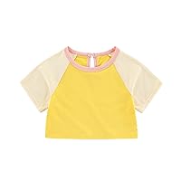 Tops Loose T Shirt Short Kids Clothes Sleeve Baby Girls Patchwork Leisure Girls Tops Teen Girls Camisole