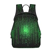 Laptop Backpack 14.7 Inch with Compartment Green Number Binary Laptop Bag Lightweight Casual Daypack for Travel