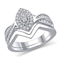 0.50 Cttw Marquise Diamond Halo Engagement Bridal Set in 14K White Gold (HI/I2)