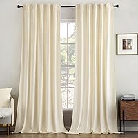 MIULEE Velvet Curtains 96 inches Long 2 Panels - Luxury Room Darkening Curtains for Bedroom Living Room Thermal Insulated Super Soft Window Drapes Rod Pocket & Back Tab, Cream White, W52 x L96 inches