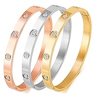 A D. ALLEN & DANMI. AD Jewelry 18 K Gold Plated Love Bangle Bracelet Stone Stainless Steel Bangle for Love …