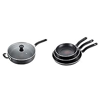 T-fal B36290 Specialty Nonstick 5 Qt. Jumbo Cooker Sauté Pan with Glass Lid, Black AND T-fal B363S3 Specialty Nonstick 3 PC Fry Pan Cookware Set, 3-Pack, Black