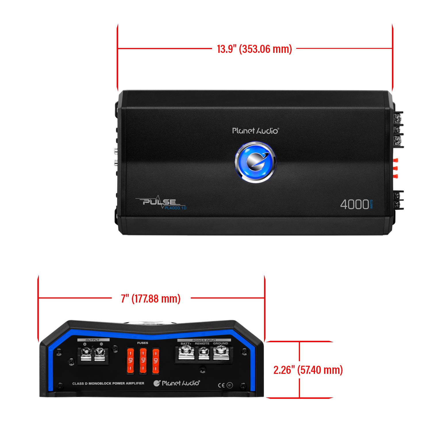 Planet Audio PL4000.1D Class D Car Amplifier - 4000 Watts, 1 Ohm Stable, Digital, Monoblock, Mosfet Power Supply, Great for Subwoofers