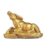Feng Shui Chinese Zodiac Ox Figurine Golden Brass Bull Statue Collectible Home Office Table Decor Gifts --Addune (Ox)