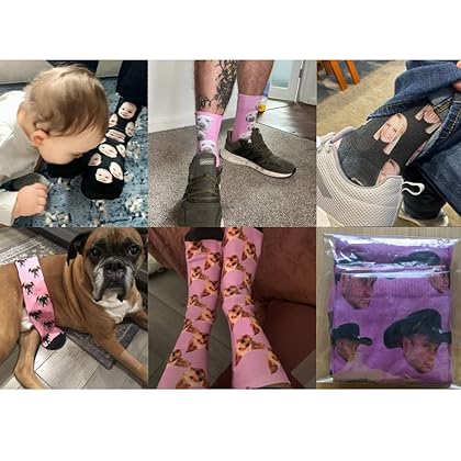 Custom Face Socks with Photo Novelty Socks Personalized with Picture Customized Gag Funny Gift for Men Dad Father