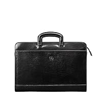 Maxwell Scott - Mens Luxury Leather Slim Document Case Portfolio with Handles - Handmade in Italy - The Barolo - Black