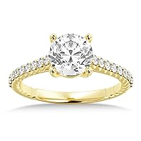 Lab Grown Rope Diamond Accented Engagement Ring Setting 18k Yellow Gold (0.23ct)