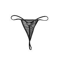 Verdusa Women's Rhinestone Mid Rise Mesh Thong Underwear Hipster