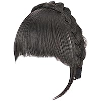 Front Hair Bangs Wigs Headband,Front Hair Bangs,Headband with Bangs,Fluffy Front Fake Bangs,Synthetic Braided Headband Wig with Bangs, Non slip Headband Hair Extensions for Women Girls(Black)