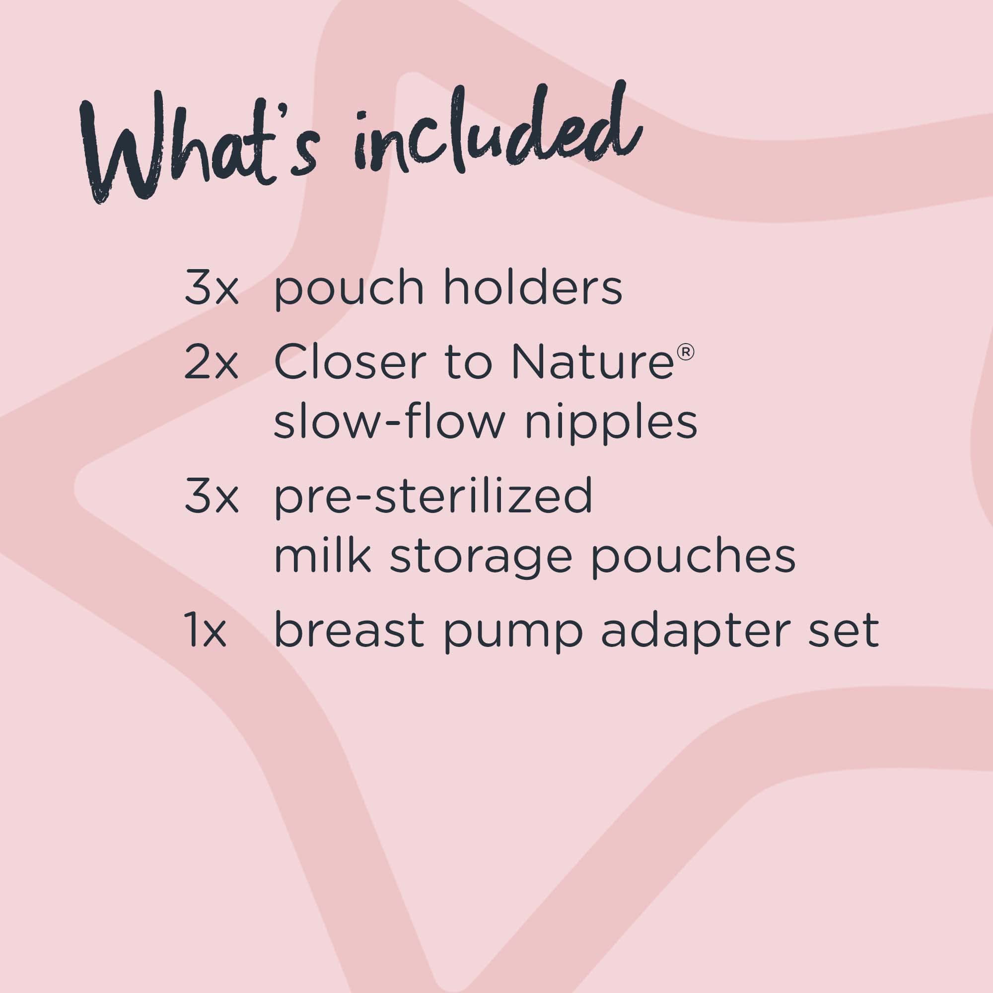 Tommee Tippee Breast Milk Starter Set, Compatible With All Leading Breast Pumps, Includes Breast-Like Nipples, 3x Milk Pouch Bottle Holders, 3x Pre-Sterilized Breastmilk Pouches And Adapter Set