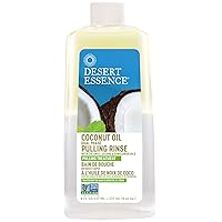 Desert Essence Coconut Oil Dual Phase Pulling Rinse - Organic Sesame & Sunflower Removes Impurities From Teeth & Gums - Refreshing Tea Tree, Wintergreen & Spearmint - Vegan, Non-GMO, SLS Free - 8oz