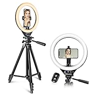 UBeesize 10’’ LED Ring Light with Stand and Phone Holder, Selfie Halo Light for Photography/Makeup/Vlogging/Live Streaming, Compatible with Phones and Cameras