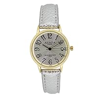 AZAZA Women’s Wrist Watch Gold Plated Bezel Analog Display Quartz Movement with PU Leather Strap G