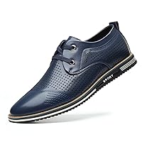 Mens Leather Sneakers Breathable Oxford Fashion Casual Shoes Business Tennis Lightweight