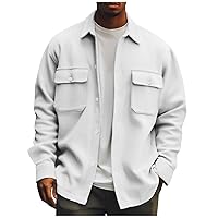Men's Regular Solid Color Corduroy Shirt Jackets For Men Button Coat Autumn Winter Stylish Casual Top