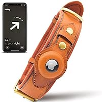 Airtag Dog Collar with Built-in Tag Space – Luxurious Collar Premium Leather with Apple AirTag Holder for Dogs and Cats – Play-Proof Design (Small), Brown