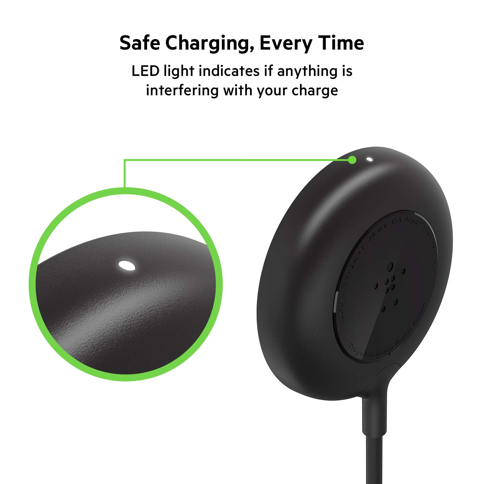 Belkin Magnetic Portable Wireless Charger Pad - 6’ (2M) Long Cable - MagSafe Charger Compatible - iPhone Charger - Works w/ iPhone 14/13 & 12 - Power Supply Included - Black (Package May Vary)