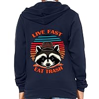 Live Fast Eat Trash Kids' Full-Zip Hoodie - Funny Hooded Sweatshirt - Raccoon Kids' Hoodie