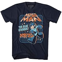 Mega Man Capcom Video Game Graphic Blue Bomber Navy Adult T-Shirt Tee