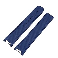 20mm Rubber Watch Band for Omega Strap Seamaster 300 AT150 Aqua Terra Ultra Light 8900 Steel Buckle Watchband Bracelets (Color : Blue, Size : with Black Buckle)