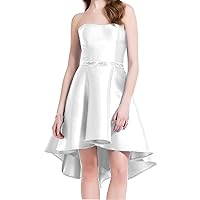 Women's Strapless Satin Bridesmaid Dress Short Hi-Low Homecoming Prom Dresses