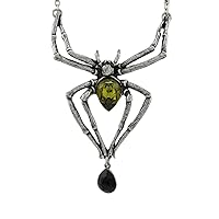 Emerald Venom Spider Necklace with Swarovski Crystals