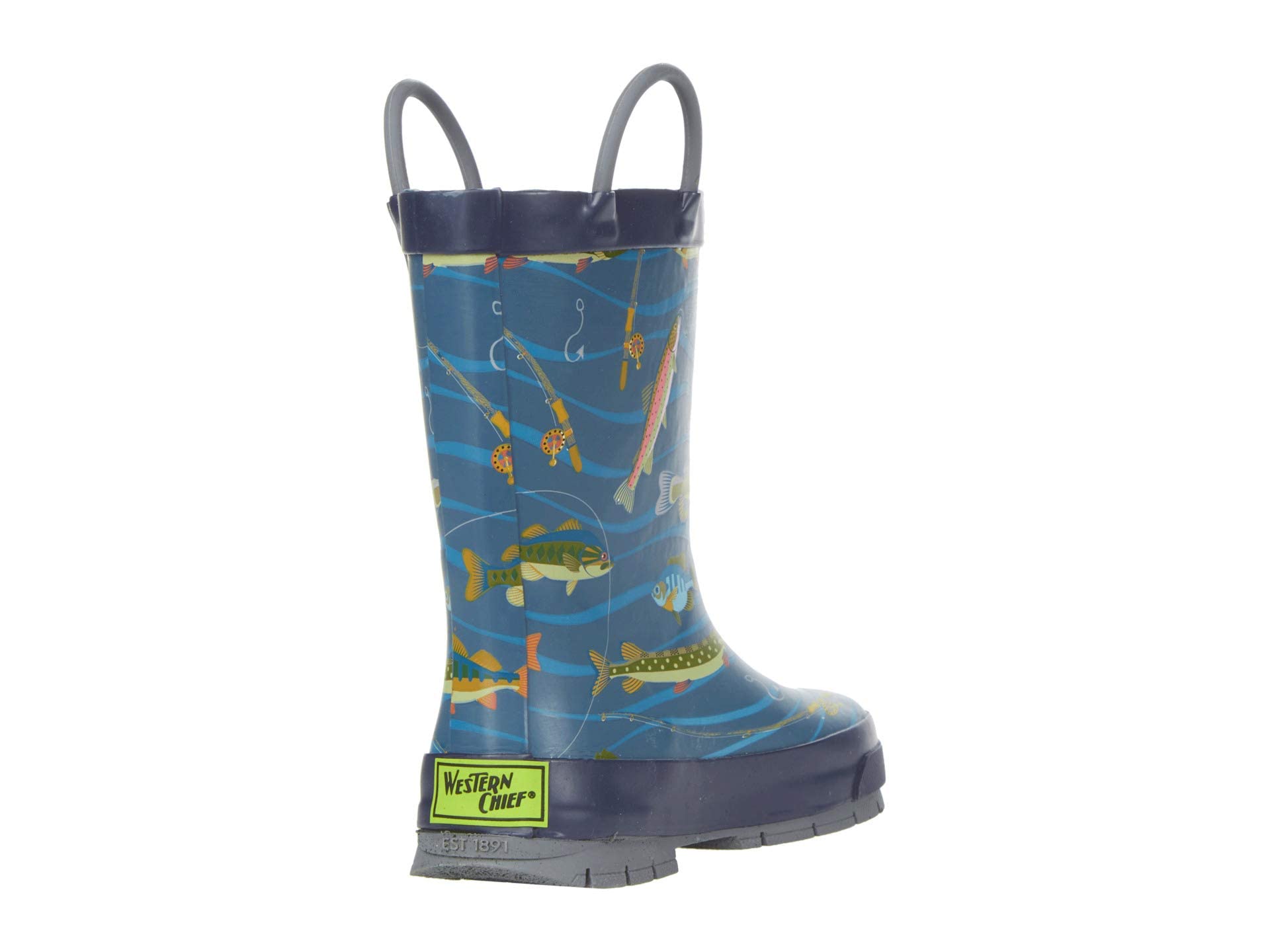 Western Chief Kids' Waterproof Printed Rain Boot with Easy Pull on Handles