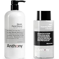 Anthony Glycolic Facial Cleanser for Men 32 Fl Oz and Anthony Witch Hazel Toner for Face Kind Cleansing Water