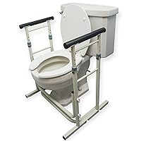 Essential Medical Supply's Height Adjustable Standing Toilet Safety Rail - Sturdy Frame with Foam Handles for Elderly and Seniors, Perfect for Added Safety and Support While Using The Toilet