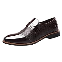 Classical Style Shoes for Men Slip On PU Leather Low Rubber Sole Block Heel Work Tux Shoes Men