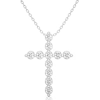 1/5 to 3/4 Carat Diamond Cross Pendant Necklace for Women in 14k White Gold (H-I, SI2-I1/I2, cttw) with 18 Inch Silver Chain and Lobster Claw