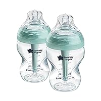 Tommee Tippee Baby Bottles, Advanced Anti-Colic Baby Bottle with Slow Flow Breast-Like Nipple, 9oz, 0m+, Self-Sterilizing, Baby Feeding Essentials, Pack of 2