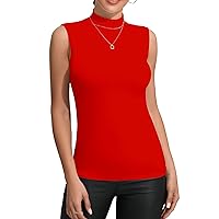 Women's Mock Turtleneck Sleeveless/Long Sleeve Basic Fitted Stretch Slim Shirts Tops